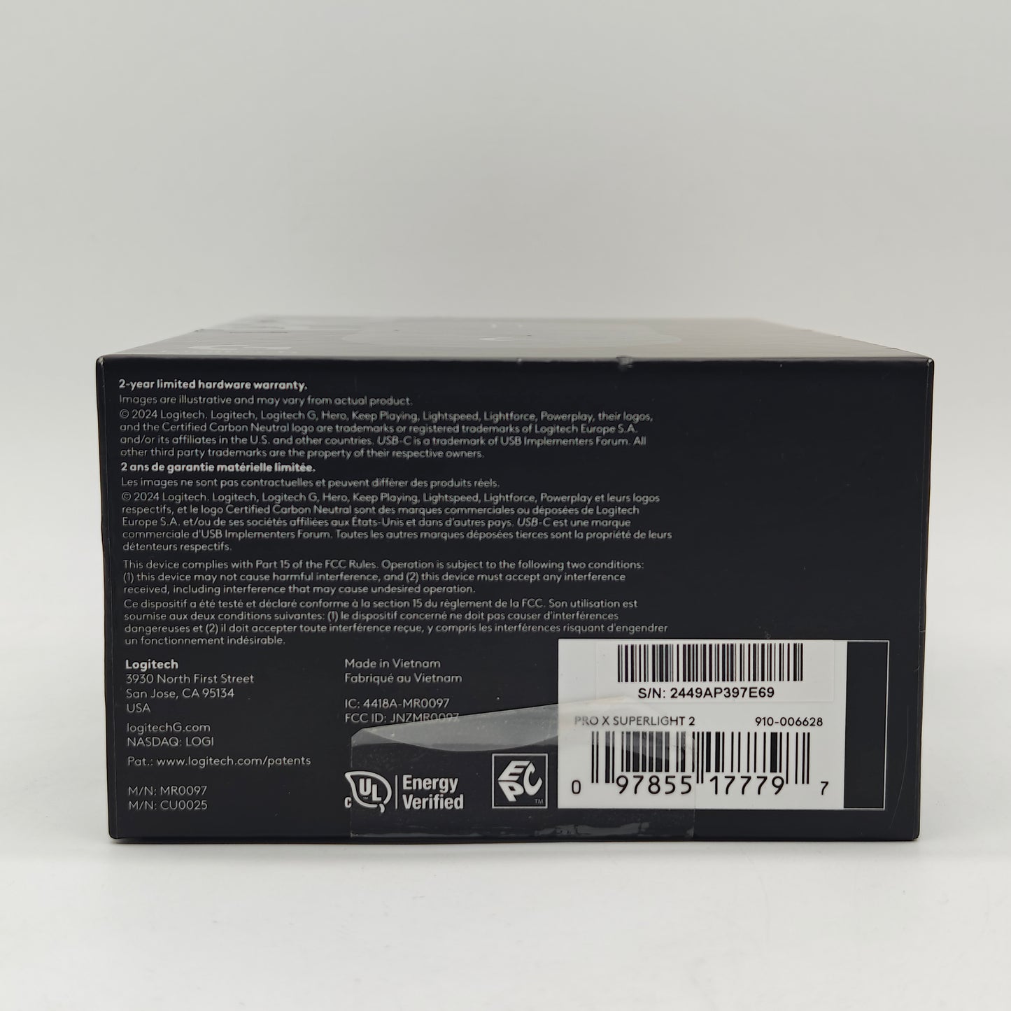 New Logitech Pro X Superlight 2 Wireless Gaming Mouse MR0097