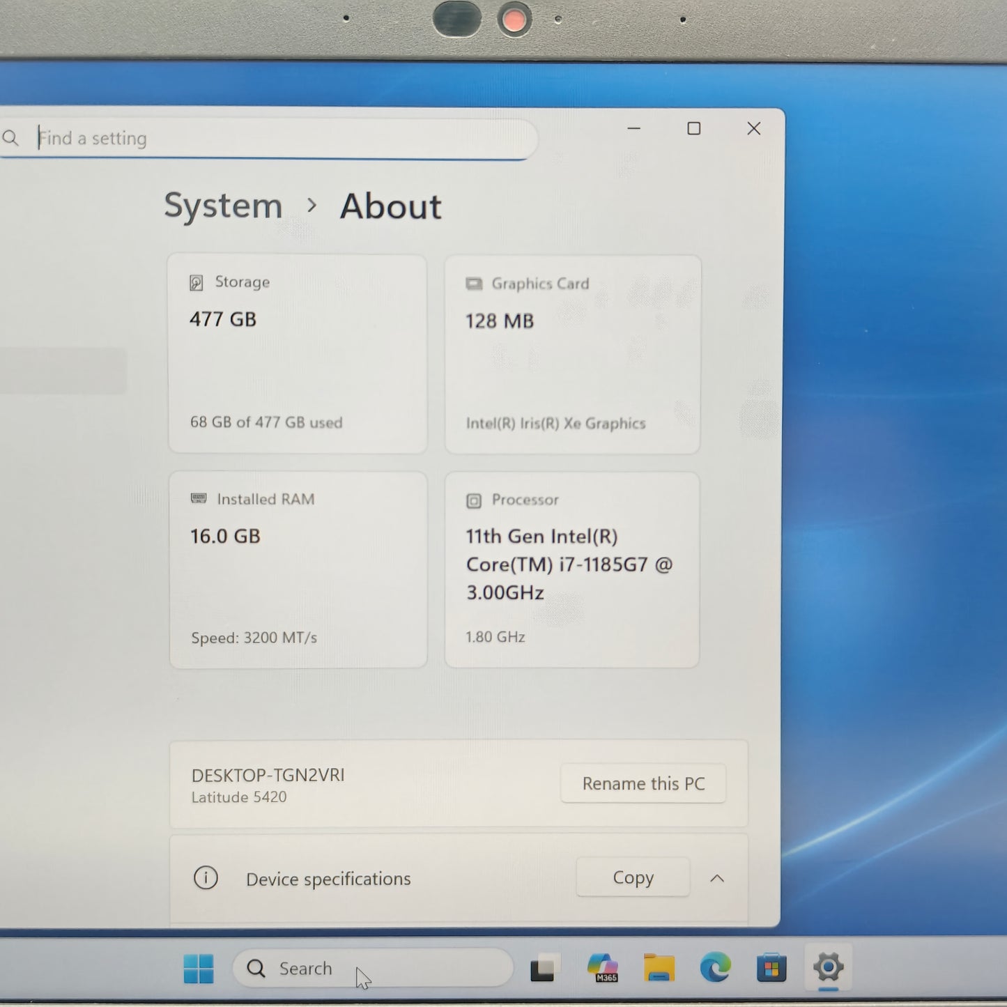 Dell Latitude 5420 14" i7-1185G7 16GB RAM 256GB SSD