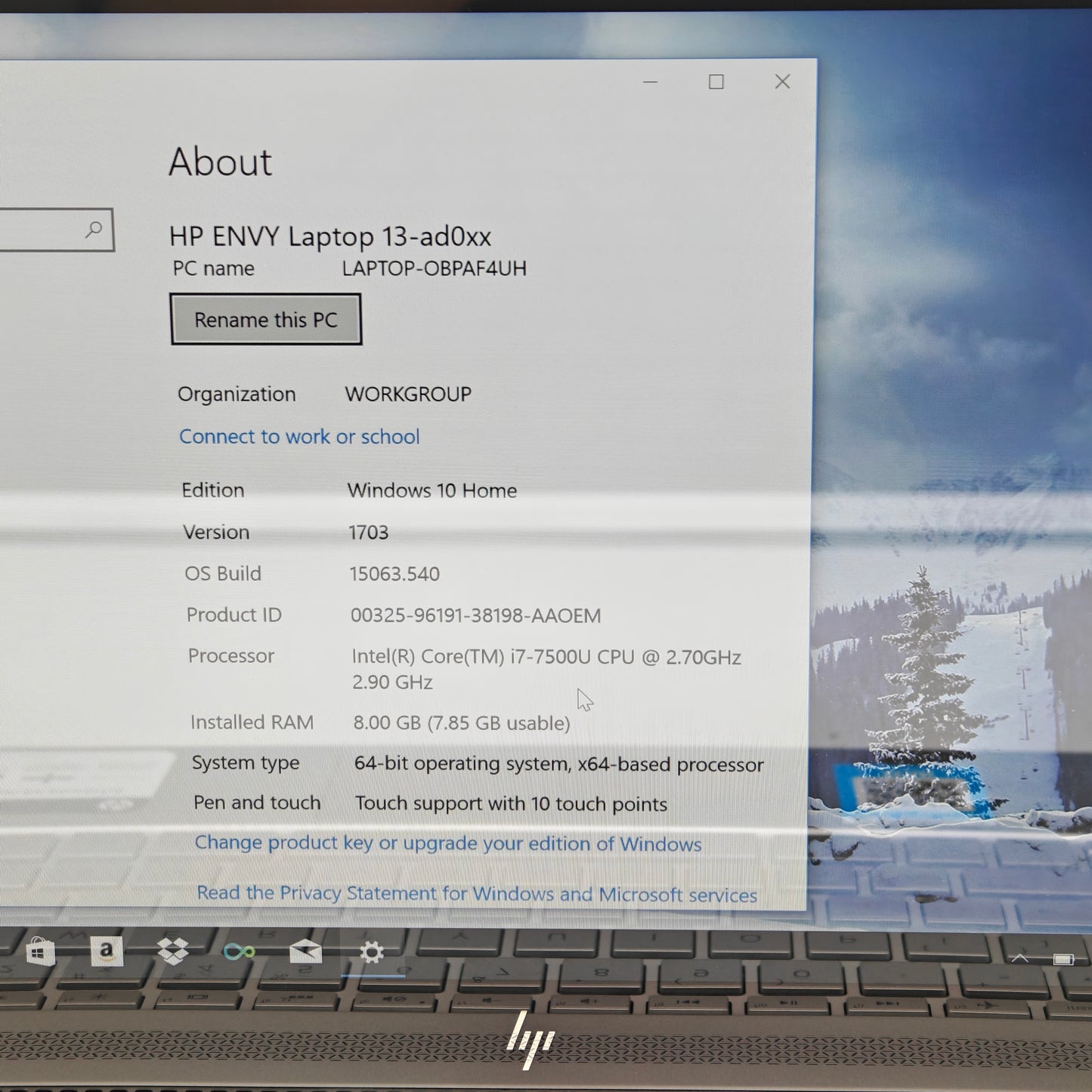 HP Envy 13-AD010NR 13.3" i7-7500U 8GB RAM 256GB SSD
