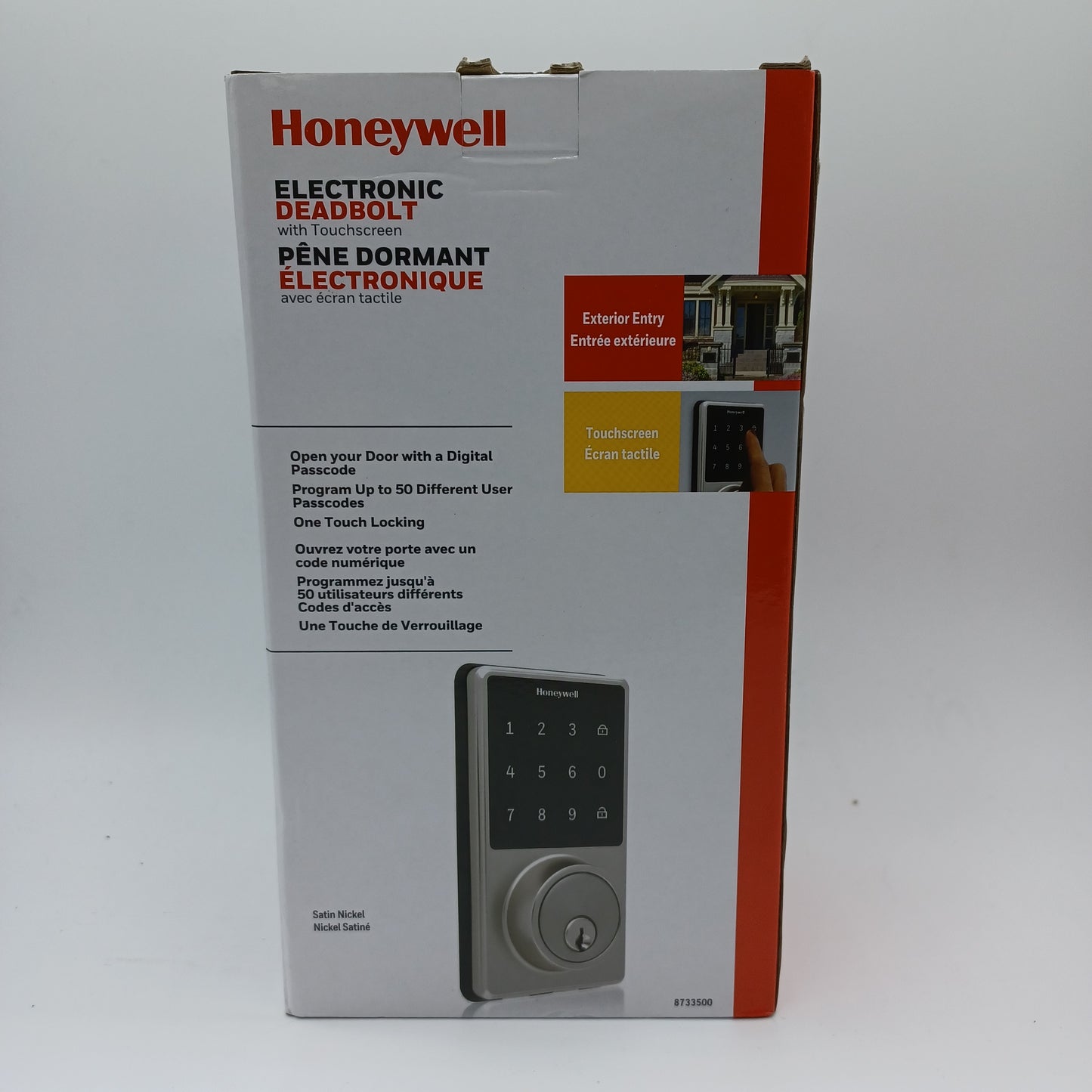 New Honeywell Electronic Deadbolt with Touchscreen Deadbolt Satin Nickel 8722500