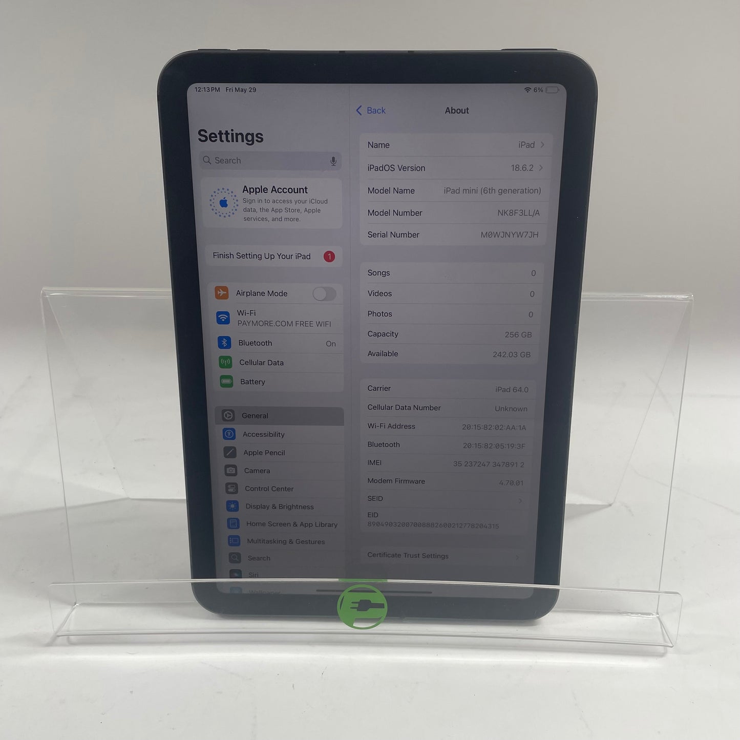 Unlocked Apple iPad Mini 6th Gen 256GB 26.0 Space Gray