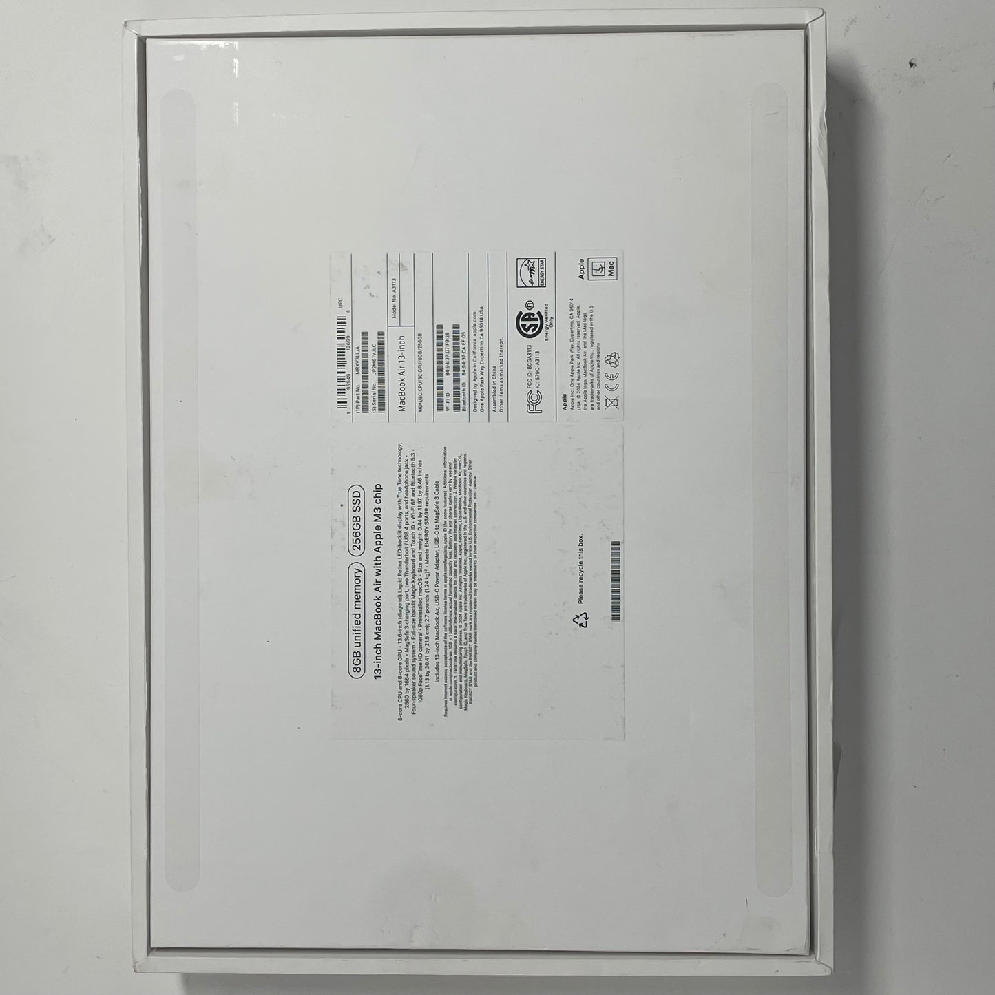 2024 Apple MacBook Air 13.6" M3 8C GPU 4.0GHz 8GB RAM 256GB SSD MRXV3LL/A