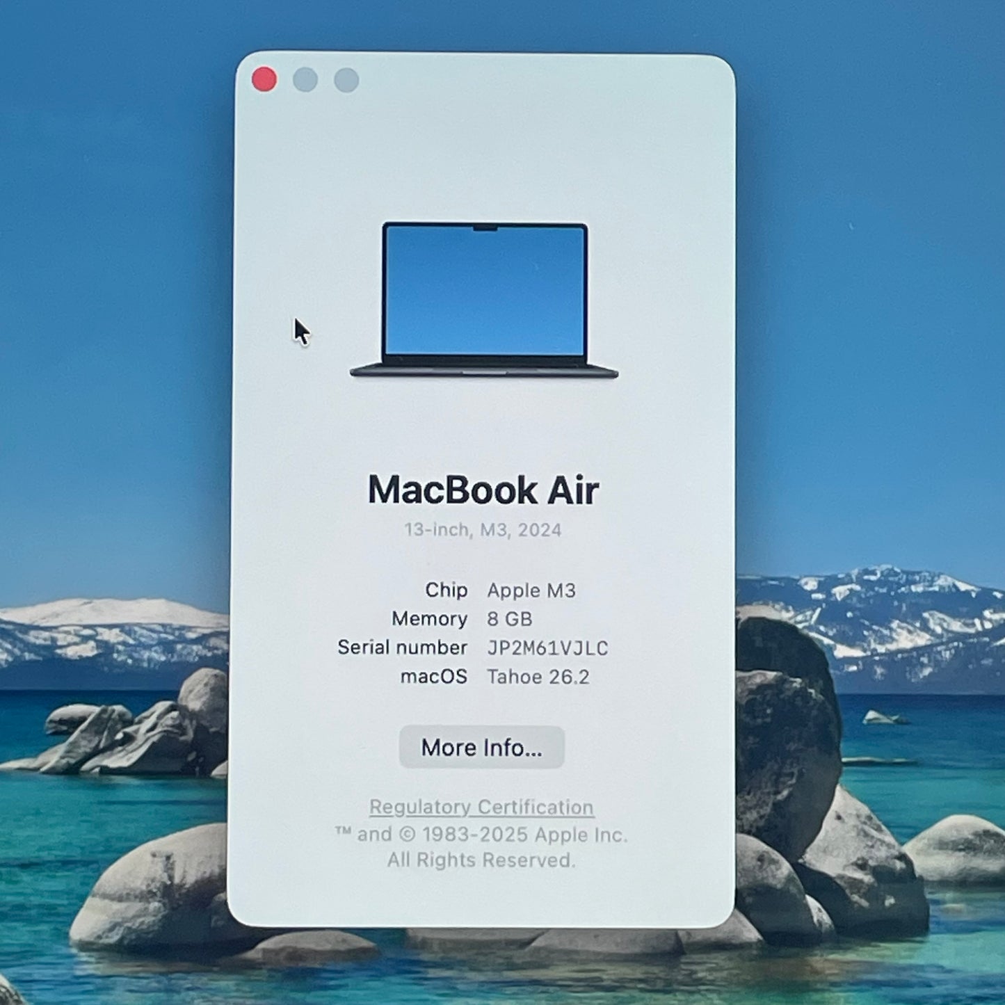 2024 Apple MacBook Air 13.6" M3 8C GPU 4.0GHz 8GB RAM 256GB SSD MRXV3LL/A