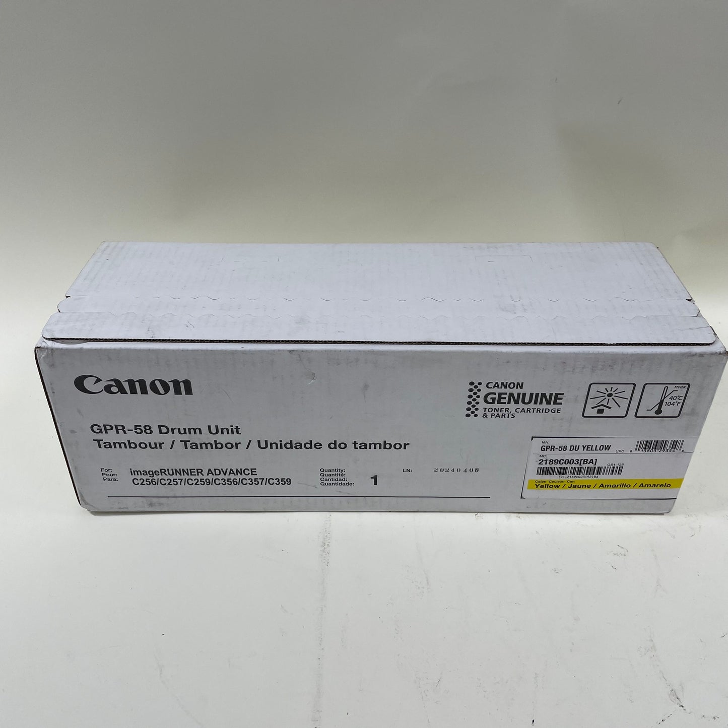 New Canon GPR-58 Drum Unit Yellow Toner Cartridge