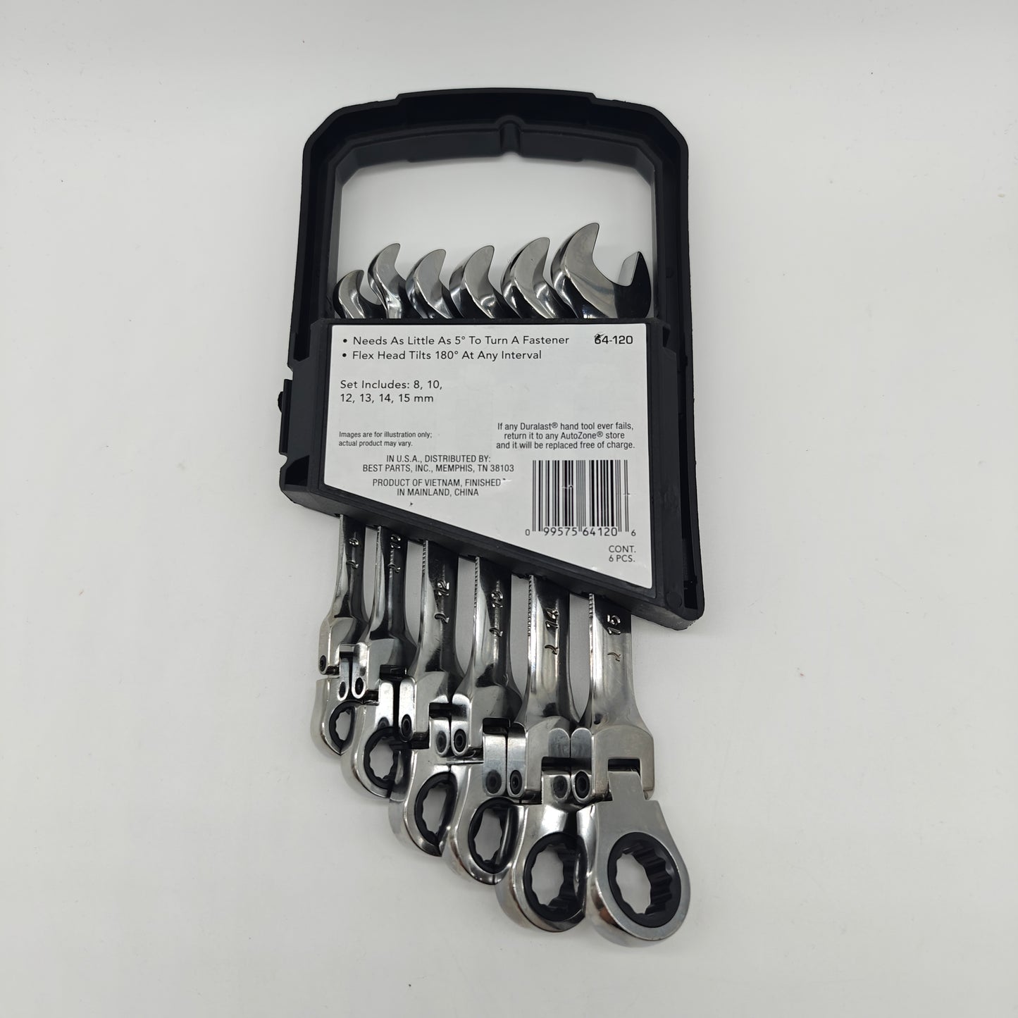 New Duralast 64-120 Flex-Head 6 pc. Ratcheting Wrench Set Metric