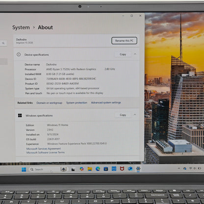 Dell Inspiron 15 3535 15.6" Ryzen 5 7520U 2.8GHz 8GB RAM 512GB SSD