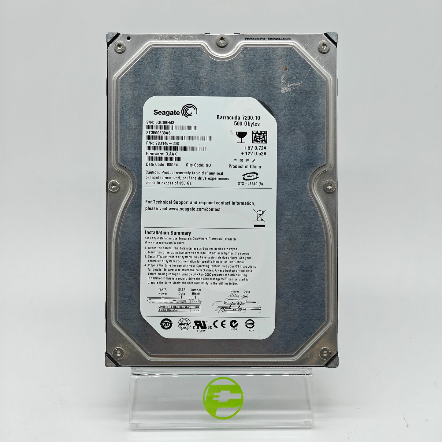 Seagate 3.5" Barracuda 7200.10 500GB SATA HDD ST3500630AS Hard Drive