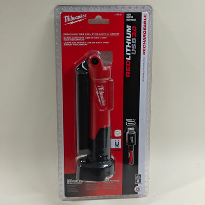 New Milwaukee 2128-21 RedLithium USB 500L Stick Light w/ Magnet