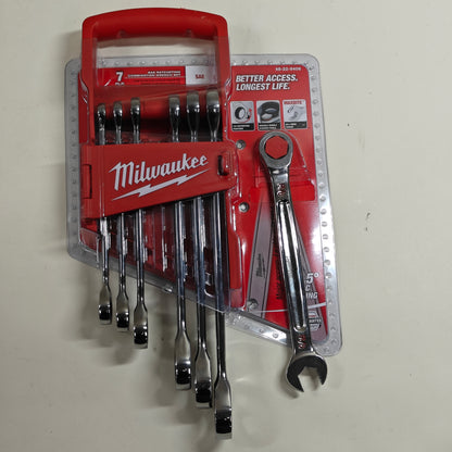 New Milwaukee 48-22-9406 SAE Ratcheting Combination Wrench Set