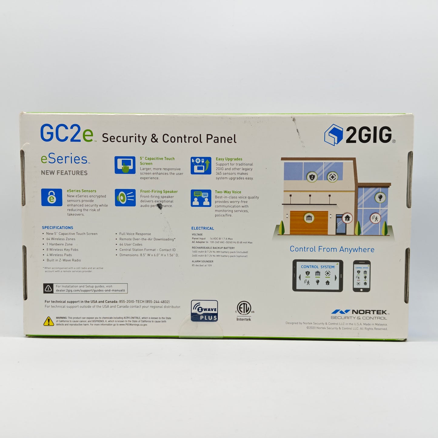 New 2Gig GC2e Security and Control Panel 2GIG-GC2E-345