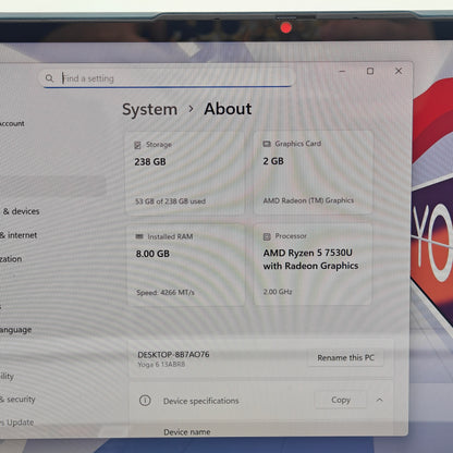 Lenovo Yoga 6 13ABR8 13.3" Ryzen 5 7530U 2.0GHz 8GB RAM 256GB SSD