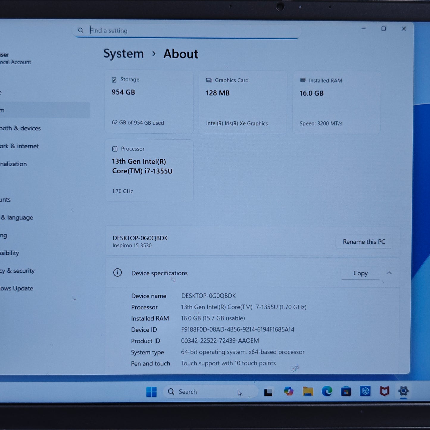 Dell Inspiron 15 3530 15.6" i7-1355U 1.7GHz 16GB RAM 1TB SSD