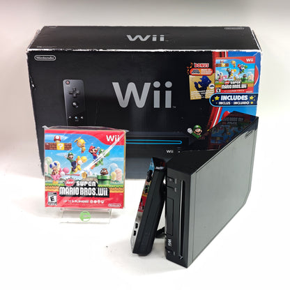 Nintendo Wii Video Game Console RVL-101 Black New Super Mario Bros Wii Bundle
