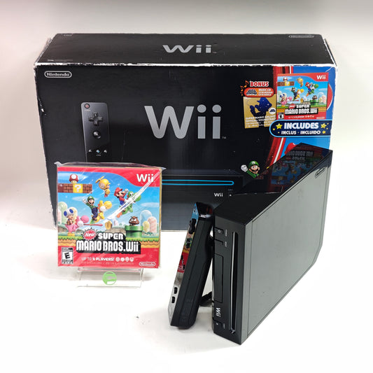 Nintendo Wii Video Game Console RVL-101 Black New Super Mario Bros Wii Bundle