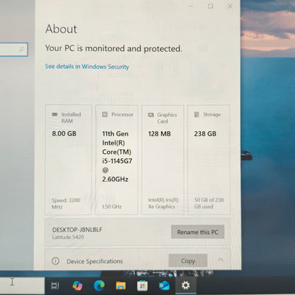 Dell Latitude 5420 14" i5-1145G7 2.6GHz 8GB RAM 256GB SSD