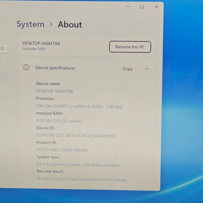 Dell Latitude 3450 P169G 14" i5-1335U 1.3GHz 8GB RAM 256GB SSD