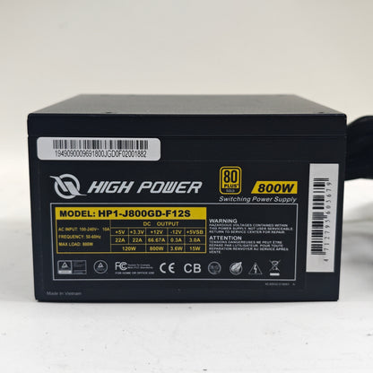 High Power HP1-J800GD-F12S 80 Plus Gold 800W Non Modular Switching Power Supply