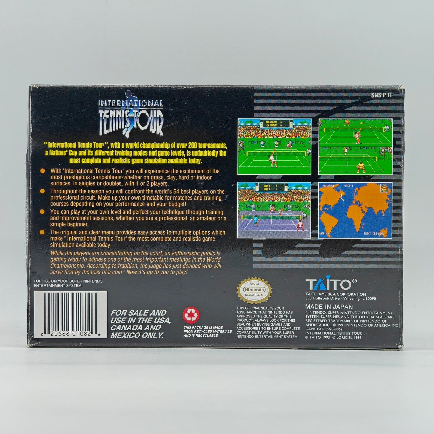 International Tennis Tour (Super Nintendo SNES, 1993)