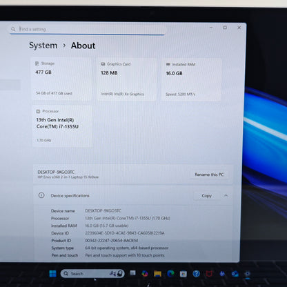 HP Envy x360 15-fe0053dx 15.6" i7-1355U 16GB RAM 512GB SSD