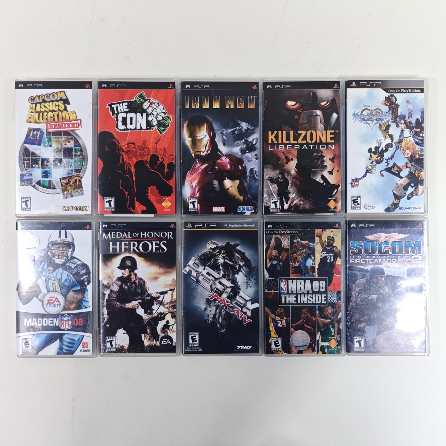 Lot of 10 Sony PlayStation Portable PSP Games Capcom Classics, Kingdom Hearts