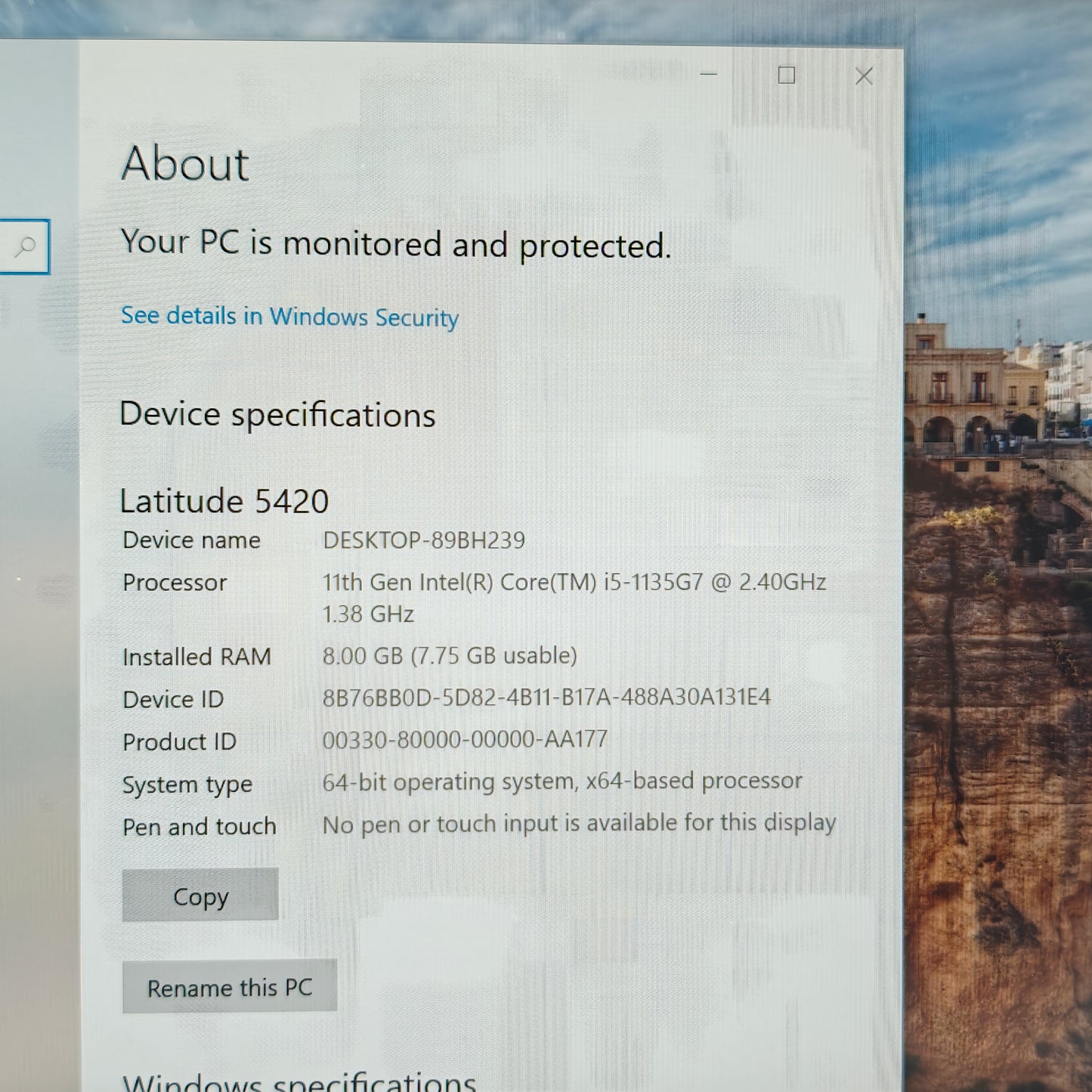 Dell Latitude 5420 14" i5-1135G7 2.4GHz 8GB RAM 256GB SSD