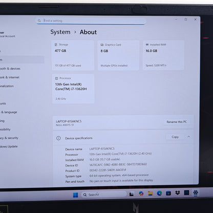 Acer Nitro V 15 ANV15-51 15.6" i7-13620H 16GB RAM 512GB SSD GeForce RTX 4060