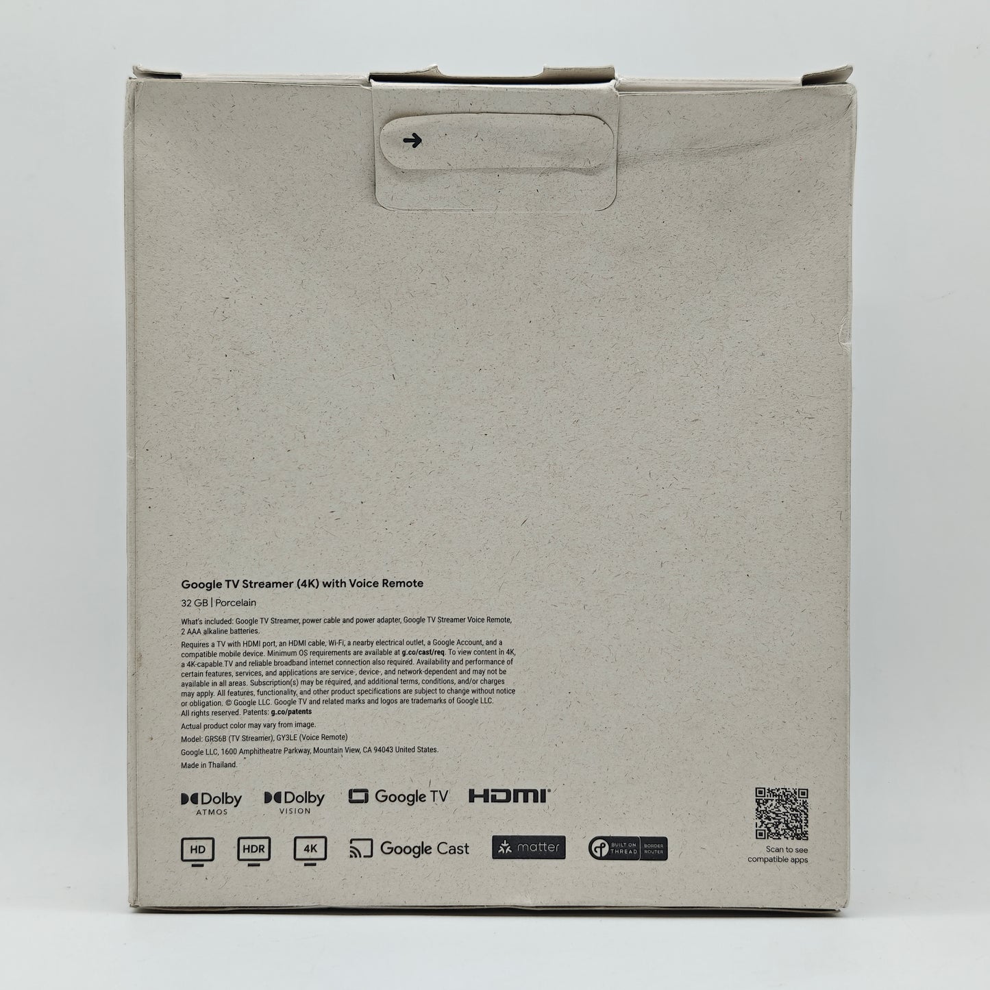 New Google Google TV 4K Streaming Media Device Porcelain GA05662-US