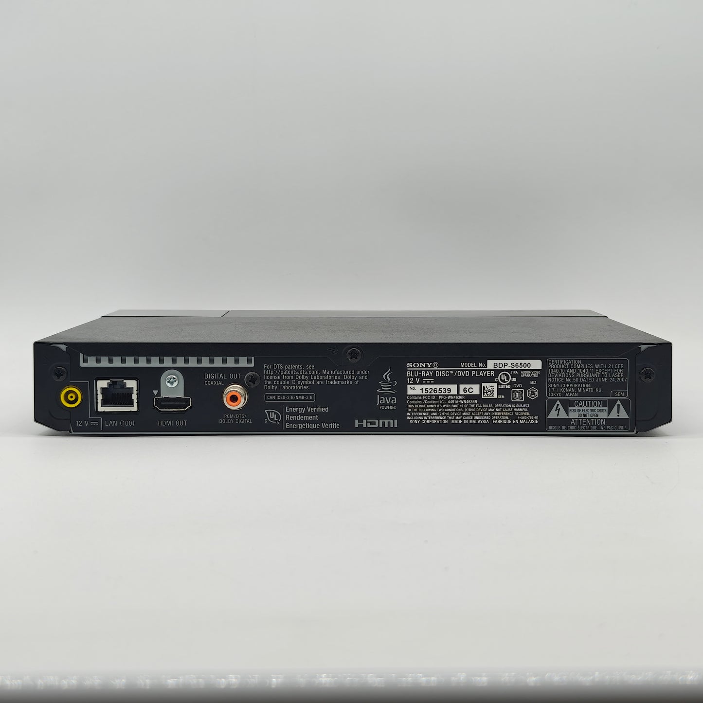 Sony BDP-S6500 Blu-Ray Disc DVD Player 4K Upscaling