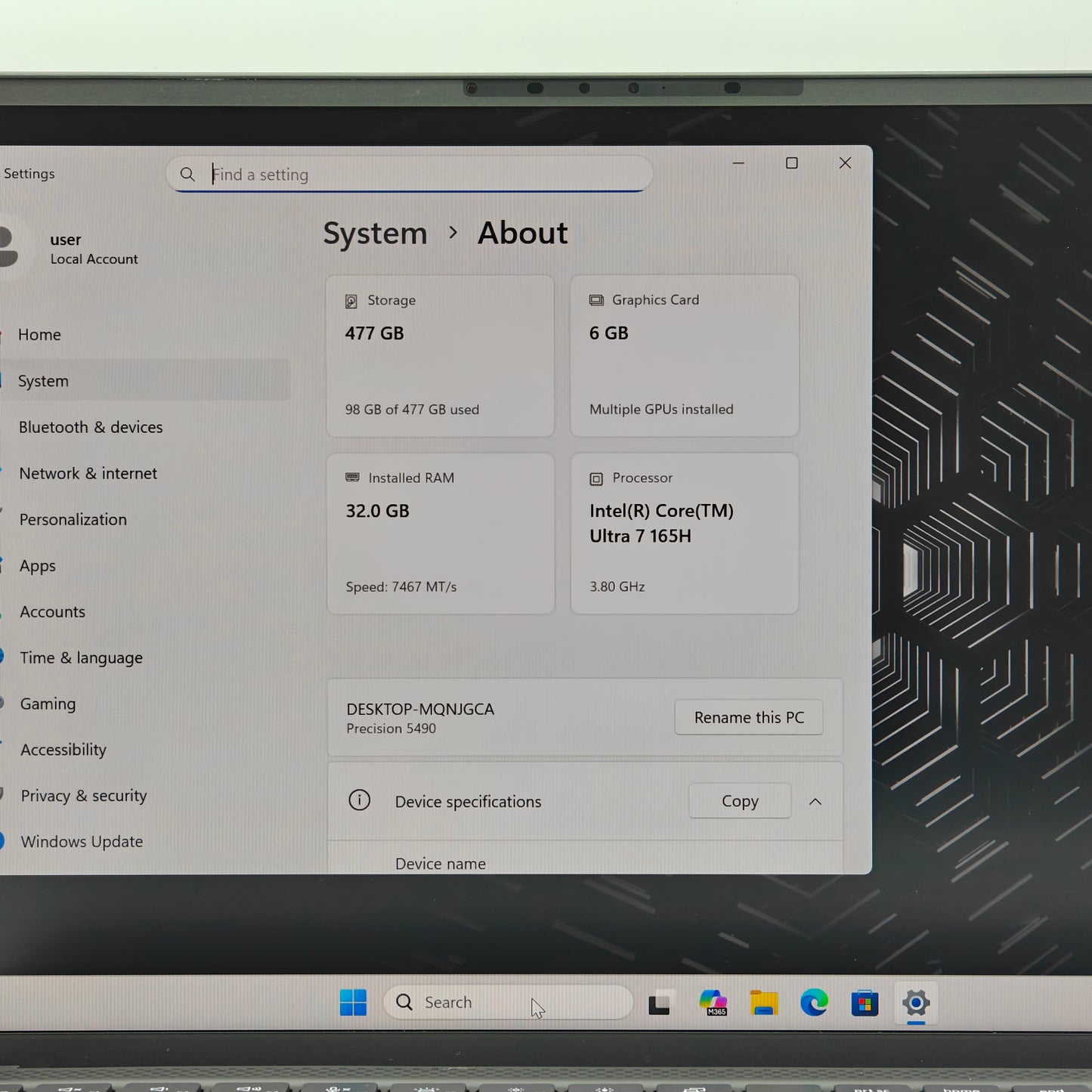 Dell Precision 5490 14" Core Ultra 7 165H 3.8GHz 32GB RAM 512GB SSD RTX 1000