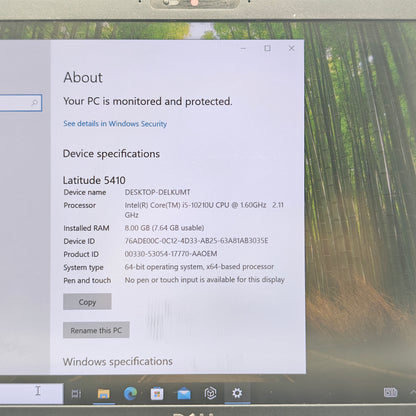 Dell Latitude 5410 14" i5-10210U 1.6GHz 8GB RAM 256GB SSD